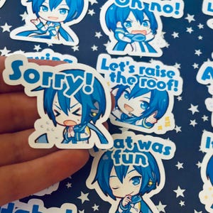 Proyecto Sekai Escenario colorido Vocaloid Cantante virtual Diva KAITO Chat Emoji Emotes Papelería Flake Stickers imagen 2