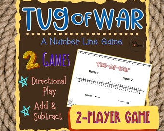 Add & Subtract on Number Line, Math Game, Tug of War, Homeschool, Hands On Math, First Grade, Second Grade, Printable, Addition, Subtraction