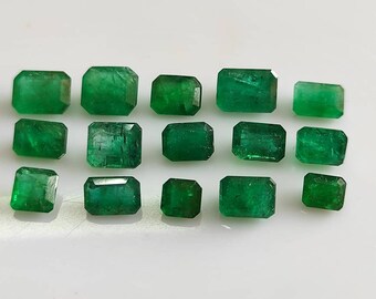 Zambia Emerald lot of 15 pieces (17.86 ct) Emerald cut