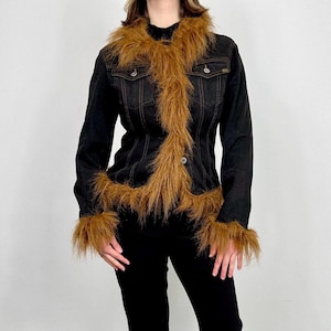 Y2k Fur Denim Jacket - Etsy Y2k Fur Denim Jacket - Etsy