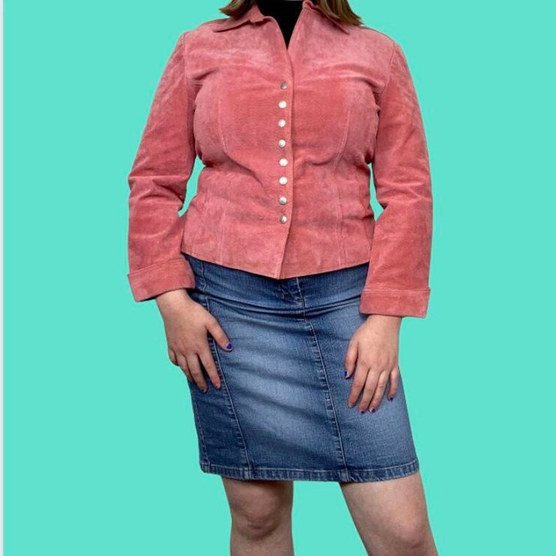 Vintage Suede Pale Salmon Pink Jacket With Silver Poppers Etsy UK