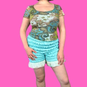 Y2K green & blue paisley mesh top, Size M