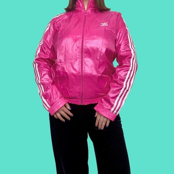 Bright pink windbreaker top
