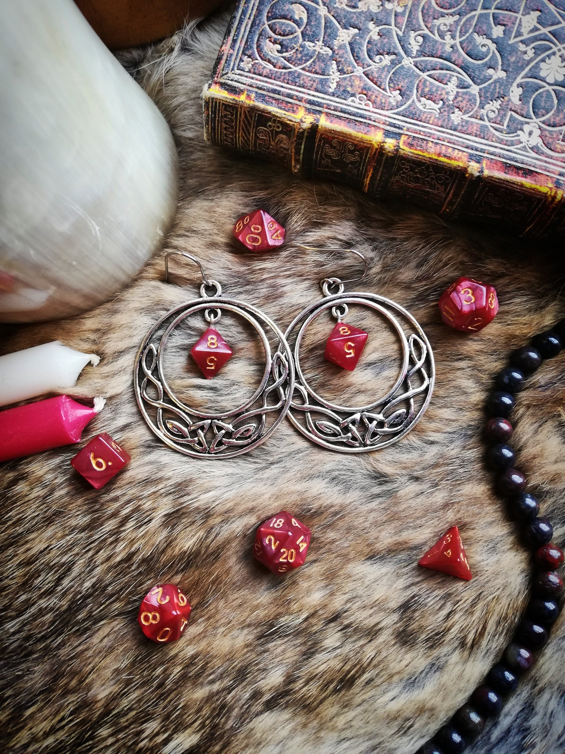 Knotwork Hoop d8 Dice Earrings dungeons and dragons geek Etsy