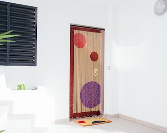 Rideau anti-mouches/rideau de porte/rideau de porte perles en bois Planètes 90x200cm