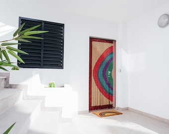 Cortina mosquitera/cortina de puerta/cortina de puerta cuentas de madera Arco Iris 90x200