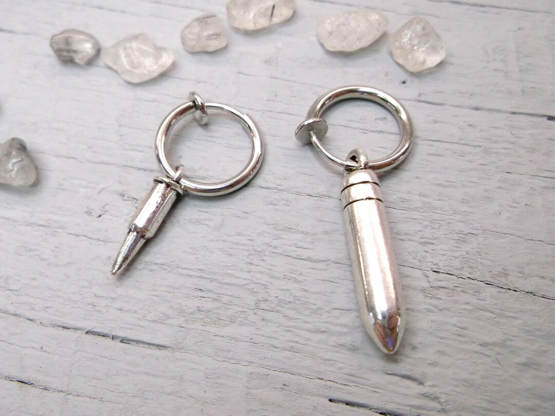 Clip-on Bullet Earring, Bullet Jewellery, Men Clip-on, Bullet Clip-on ...