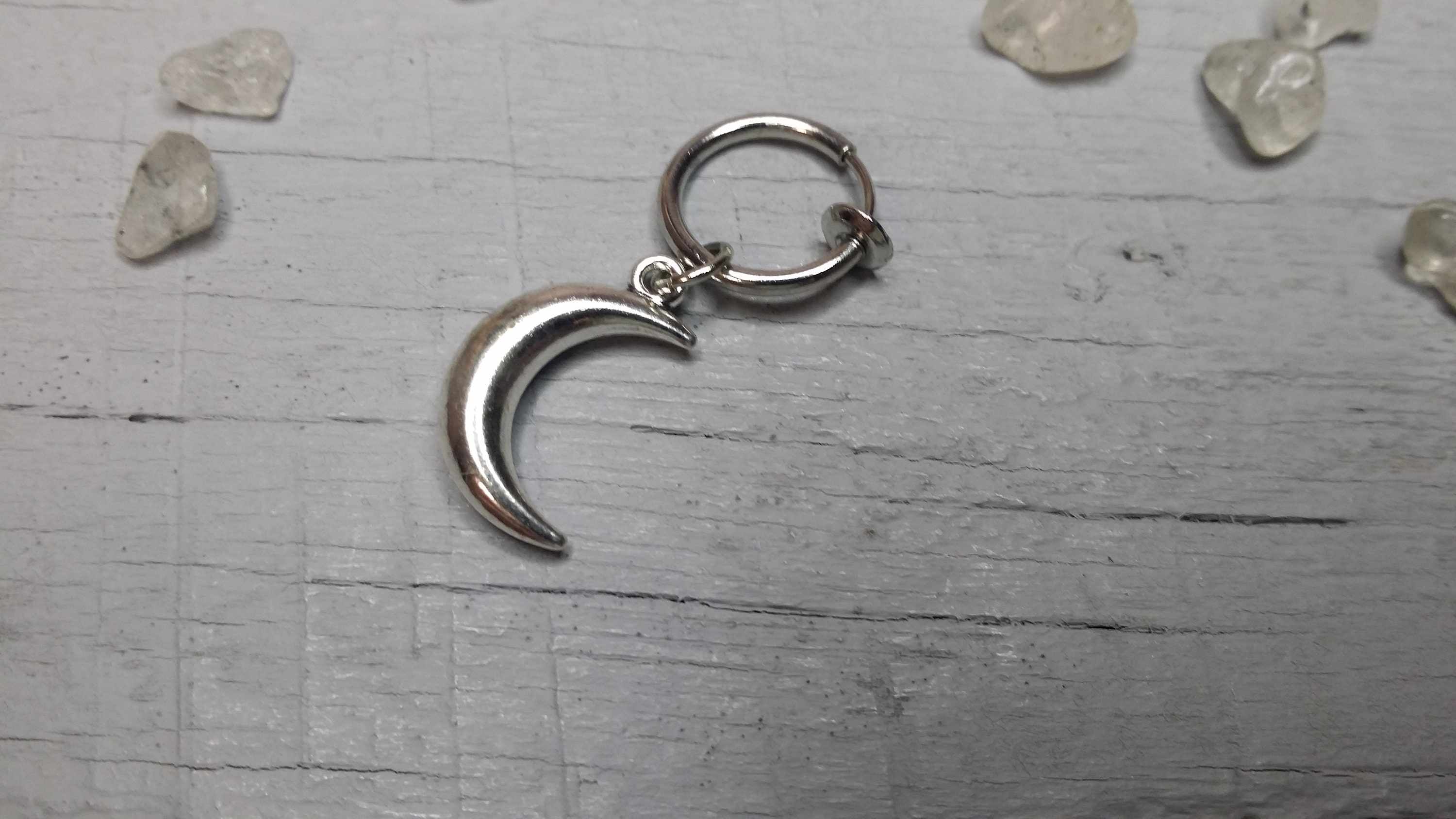 Clip-on Moon,one Moon Earring, Crescent Moon, Moon Earring