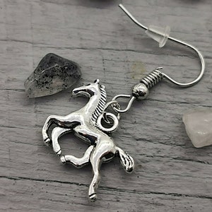 Silver Horse Dangle Earring: Equestrian Jewelry (Single)