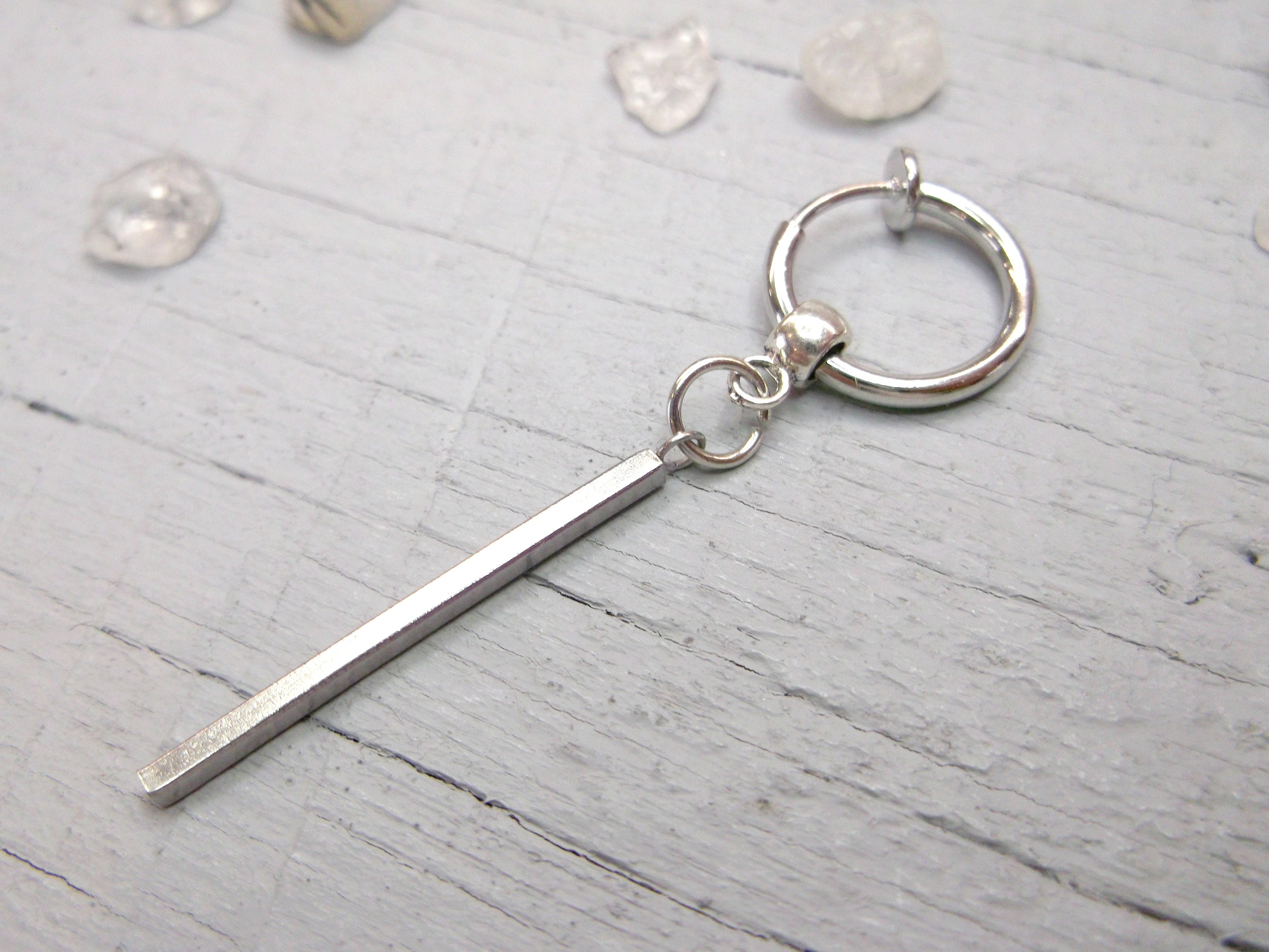 One Clipon Stick Dangle Stick Earring Male Stick Dangle Stick Etsy UK