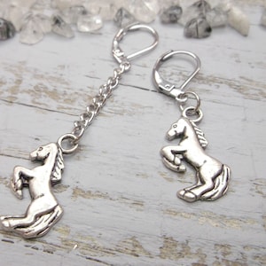 Silver Horse Charm Earrings: Equestrian Jewelry Gift