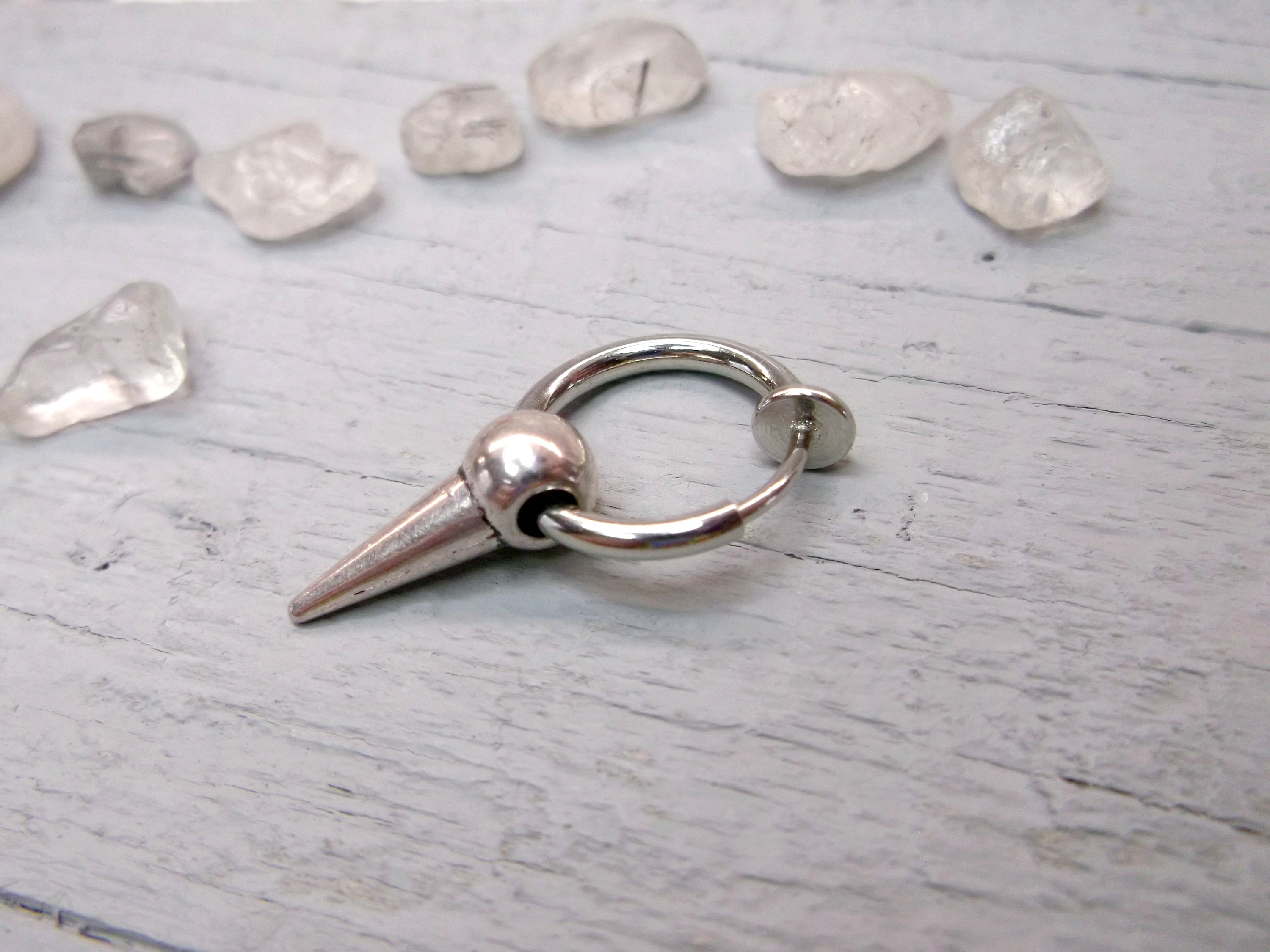 Clipon silver spike earring Spike dangle Silver acrylic spike Etsy