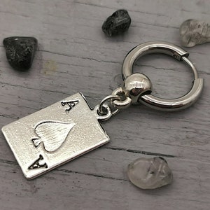Cartes de jeu pendantes, boucles d'oreilles cartes, boucle d'oreille cartes argent, boucle d'oreille une carte, un homme pendant, boucles d'oreilles rétro, cadeau de joueur de poker, boucle d'oreille pont