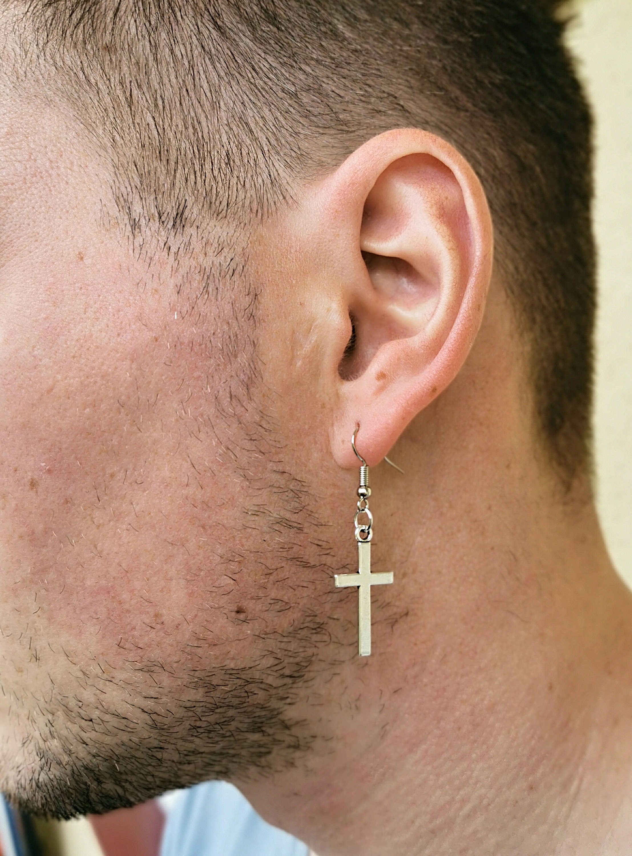 Buy One Cross Earring Silver Cross for Men Unisex Cross Dangle Online in  India  Etsy