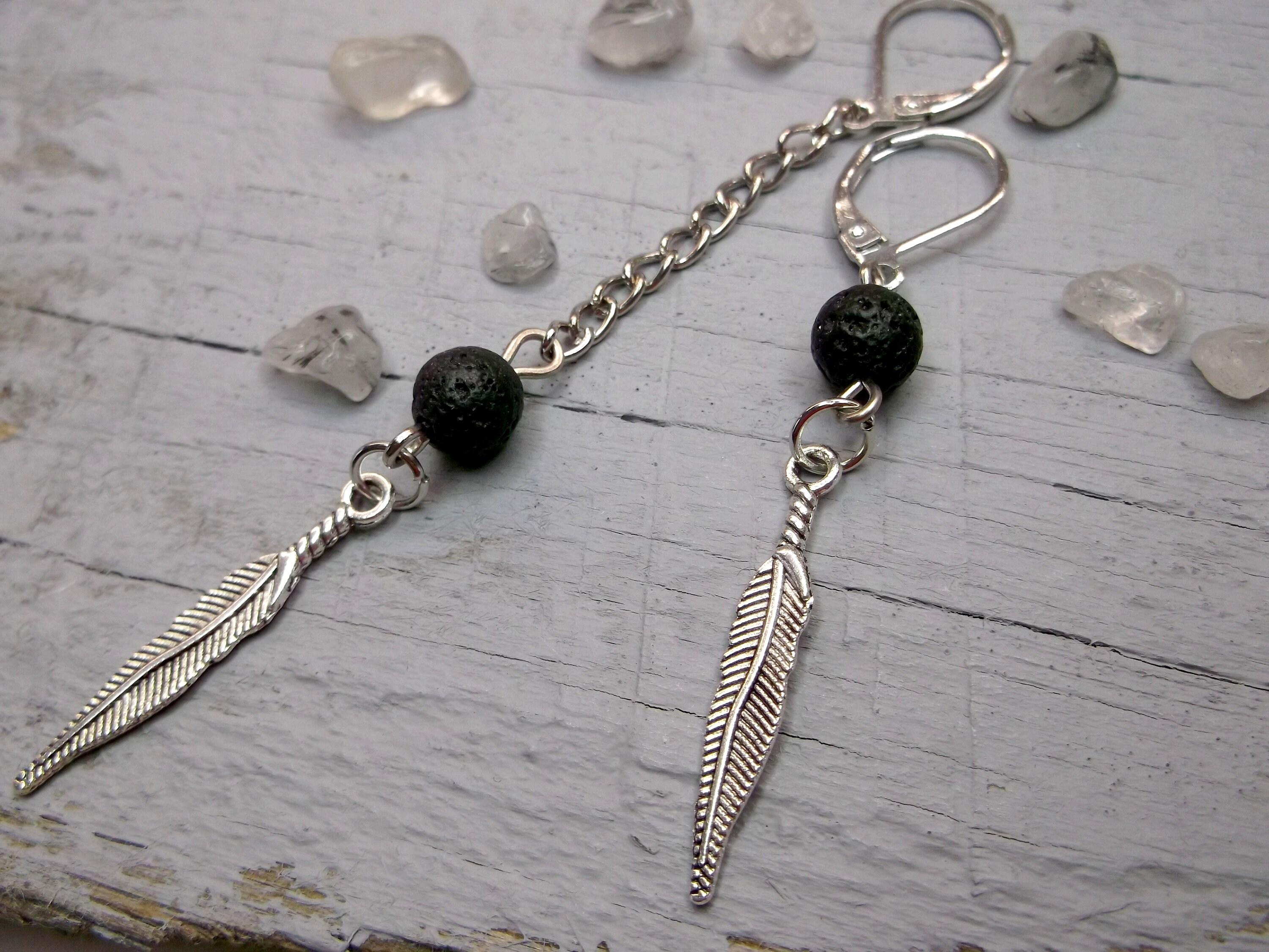 Orecchini Pendenti Piuma Marrone - Design Retrò, Lega E Piume Naturali, 11.5 Cm - Foto 4