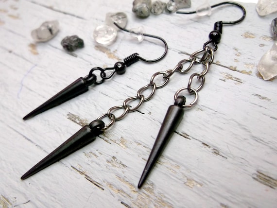 Black spike earrings discount