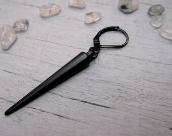 Black spike earring, One Spike dangle, Black matte spike, Punk earring, One goth dangle, Black spike dangle, Steampunk earring, Goth earring