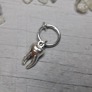 Antique Silver Tooth Earrings: Dentist Gift, Dental Hygienist