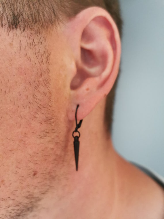 Black spike earrings discount