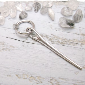 Silver Needle Clip-on Earring: Goth Punk Steampunk Dangle