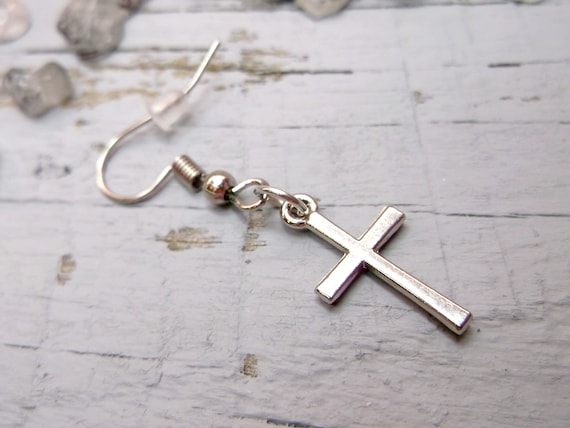 Real silver cross earrings clearance