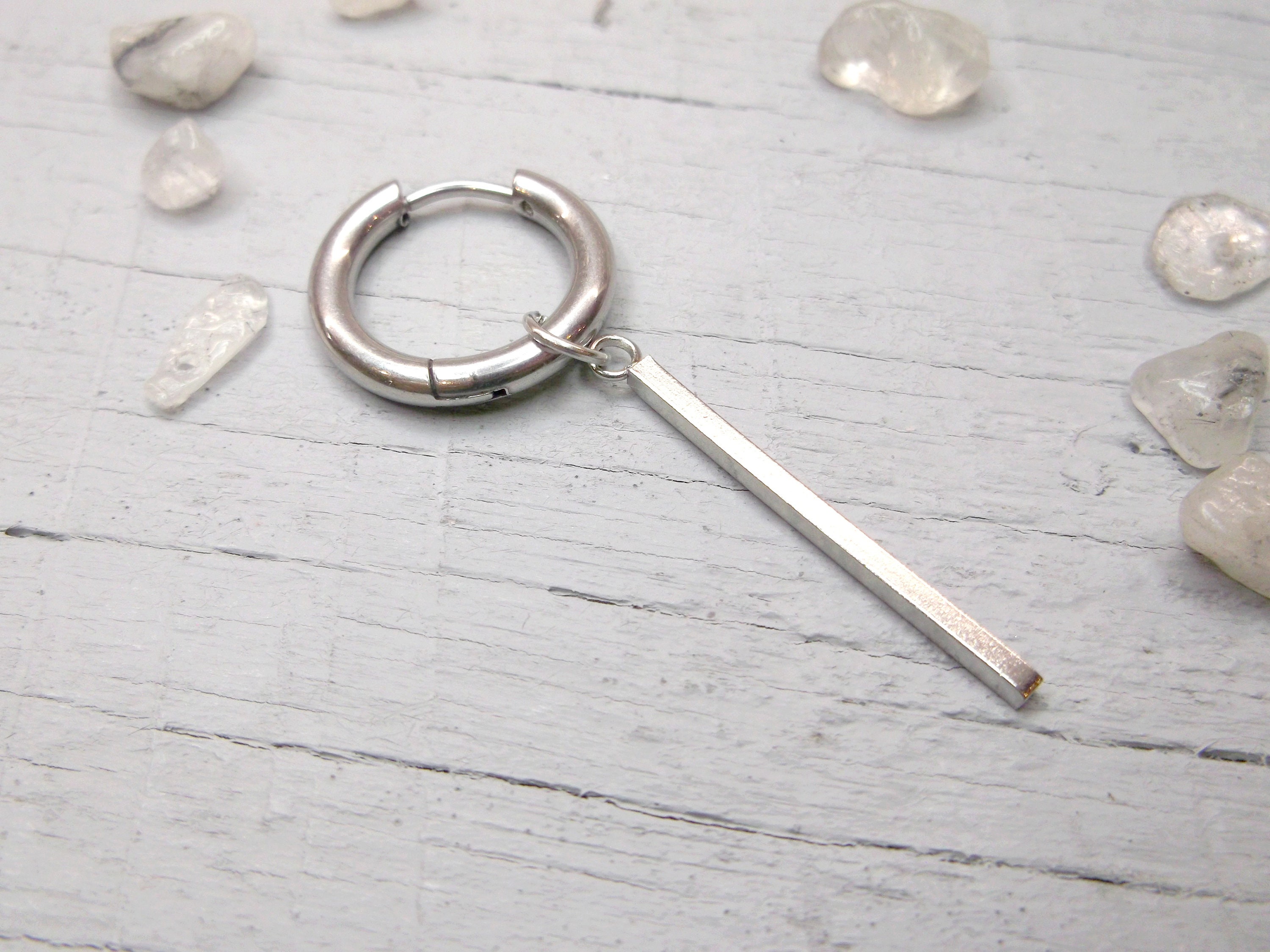 One Stick Dangle Stick Earring Male Stick Dangle Stick Long Etsy