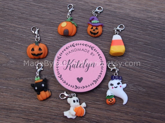 Halloween Badge Reel Charms | Pumpkin,  Ghost, Candy Corn, Jack o Lantern, Fall, Autumn