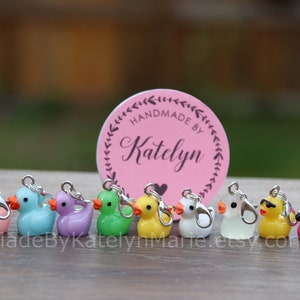 Ducky Badge Reel Charm, Badge Buddy, Rubber Duck Duckie Keychain zipper pull Stitch Marker