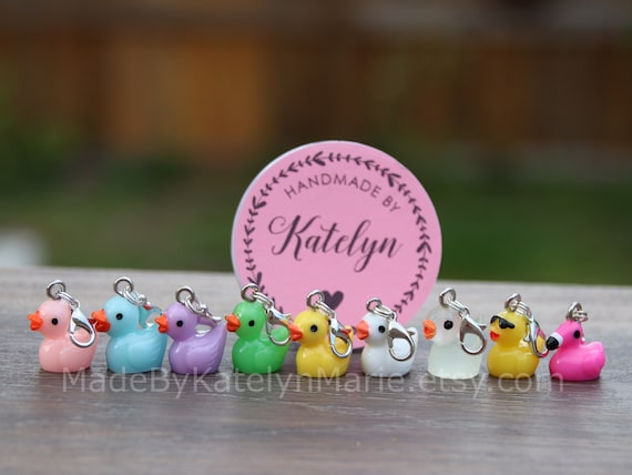 Ducky Badge Reel Charm, Badge Buddy, Rubber Duck Duckie Keychain zipper pull Stitch Marker