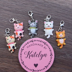 Cat Badge Reel Charms, animal badge buddy / Stitch Markers