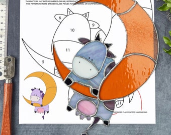 DIY Cow Pattern Stained Glass Moon Suncatcher - PDF Tutorial