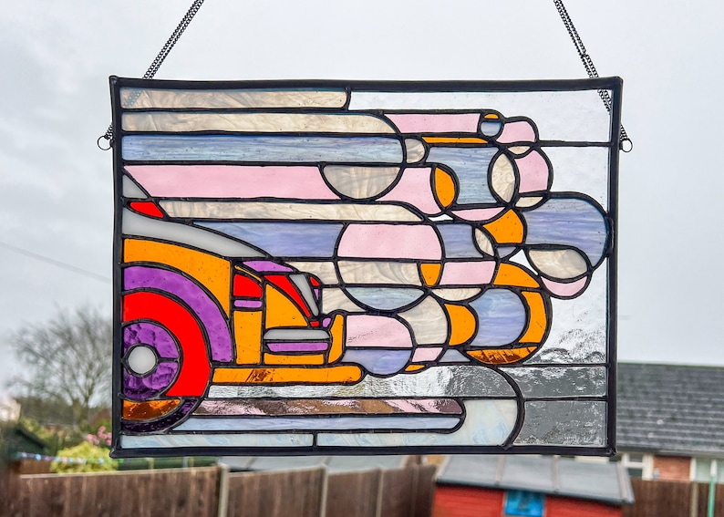 Stained Glass Pattern Retro Car VW Beetle Geometric Modern Suncatcher ...