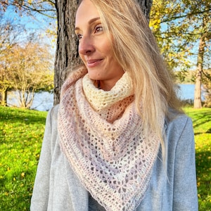 crochet scarf women handmade light pastel colors scarf, oversized shawl, fashion scarf women, crochet triangle scarf, wrap scarf women