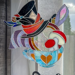 Alice in Wonderland Pattern Stained glass A3 Window decoration DIY