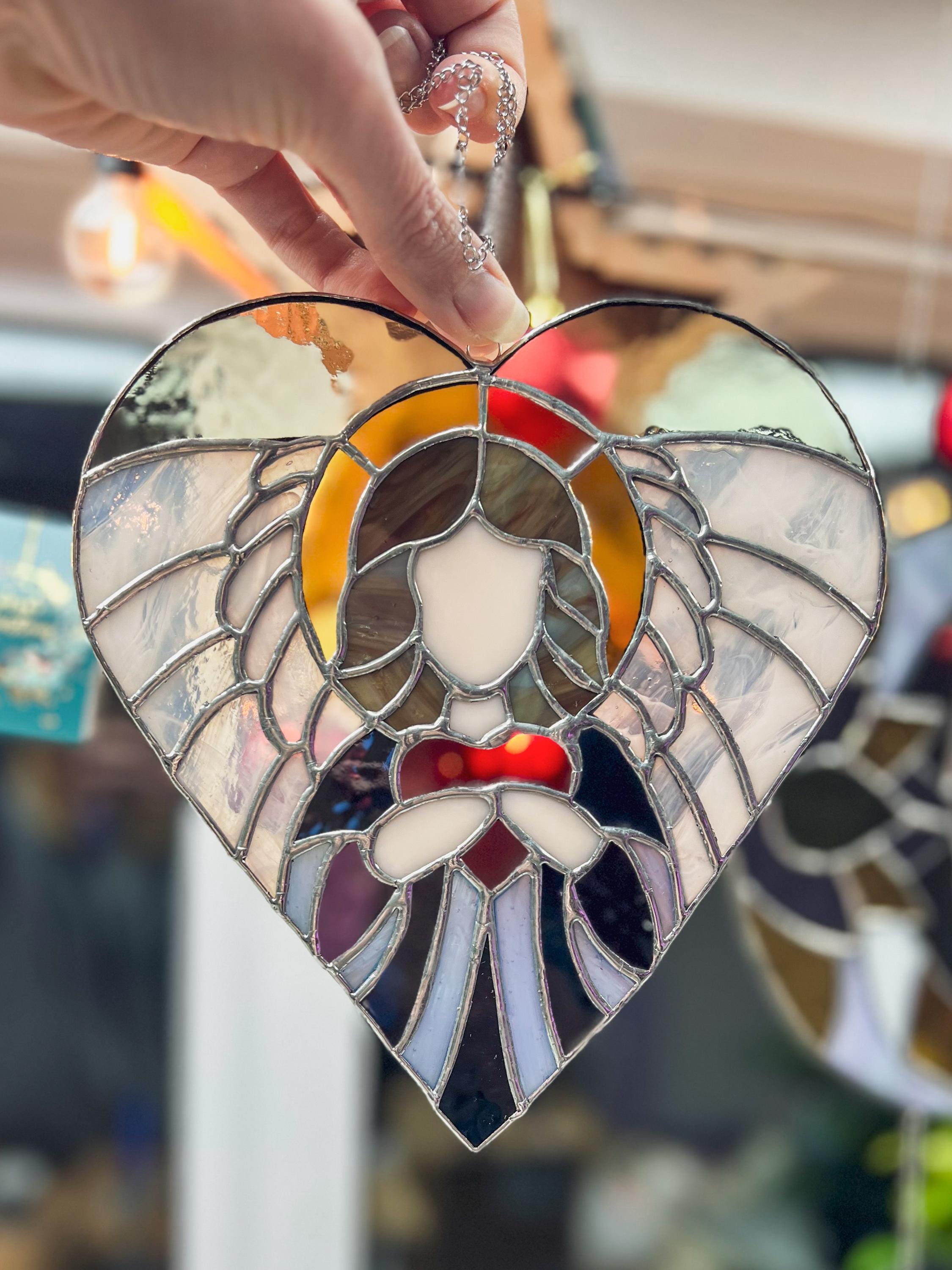 Acchiappasole fata a di cuore, decorazione da parete per finestre, acchiappasole a di cuore, decorazione per finestre in acrilico tinto per interni