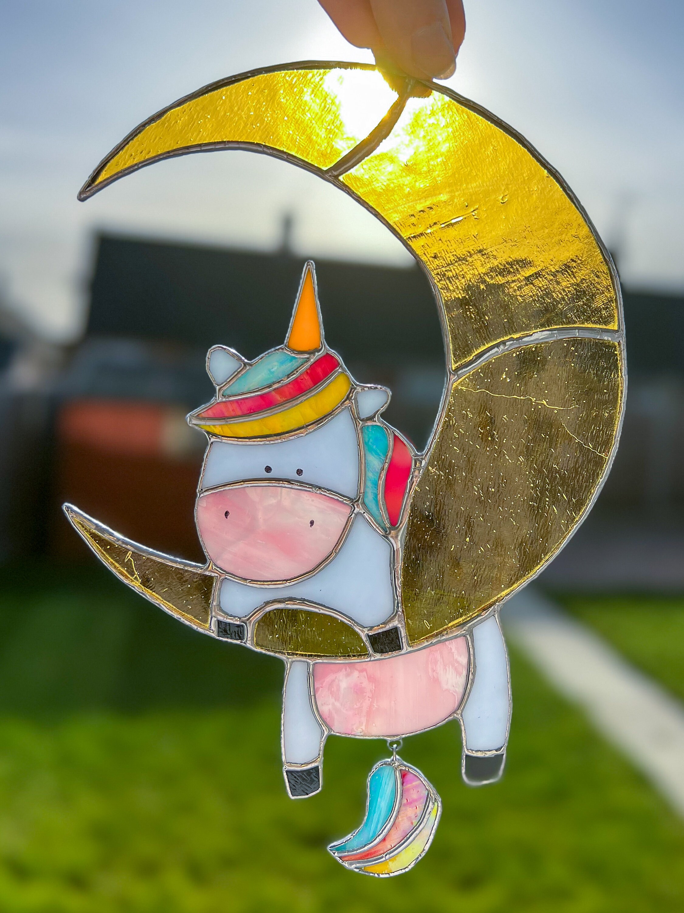 Unicorn Pattern Stained Glass Unicorn Horse Moon Digital Pattern Etsy