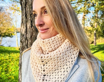 crochet scarf women handmade  scarf, oversized shawl, fashion scarf women, crochet triangle scarf, wrap scarf women, beige