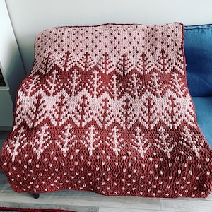 Blanket Pattern Download // PATTERN: In the Pines Blanket // Alize Puffy More // Bernat Graph It // Loop Yarn Pattern // Chunky Knit Blanket