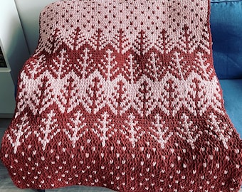 Blanket Pattern Download // PATTERN: In the Pines Blanket // Alize Puffy More // Bernat Graph It // Loop Yarn Pattern // Chunky Knit Blanket