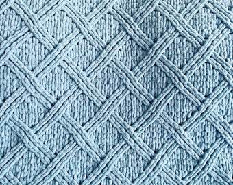 Blanket Pattern Download // PATTERN: Chunky Basket Weave Blanket // Loop Yarn Pattern // Finger Knit // Chunky Knit // Alize Puffy Fine