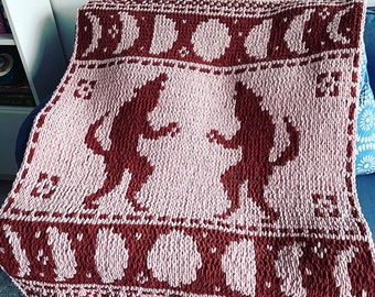 Blanket Pattern Download // PATTERN: Werewolf Scandinavian Blanket // Bernat Graph It // Loop Yarn Pattern // Wolfman // Loup-garou // Lycan