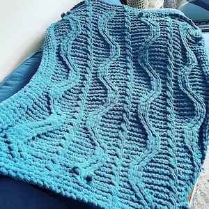 Blanket Pattern Download // PATTERN: Wiggle Worm Blanket // Loop Yarn Patterns // Finger Knitting // Snake Blanket // Chunky Knit // Puffy