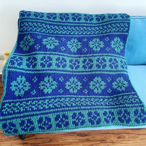 Blanket Pattern Download // PATTERN: Wild Roses Scandinavian Blanket // Alize Puffy More // Bernat EZ Graph It Pattern // Loop Yarn Pattern