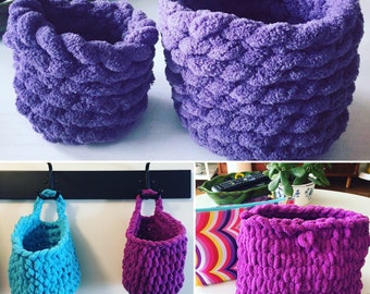 CONTAINER PATTERN BUNDLE // Loop Yarn Patterns // Finger Knitting // Three-Pattern Bundle // Small Loop Yarn Project // Storage // Organize