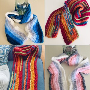 Scarf Pattern Download // PATTERN: Easy Ribbed Scarf // Small Loop Yarn Project // Loop Yarn Pattern // Finger Knitting // Chunky Knit