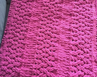 Blanket Pattern Download // PATTERN: Banded Weave Blanket // Loop Yarn Pattern // Finger Knitting // Cozy Throw // Chunky Knit Blanket