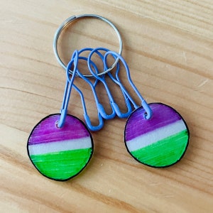 Pride Stitch Marker // Genderqueer Charms // Set of 5 Bulb Pins // Cellphone Lanyard Option // Knitting and Crochet // Safety Pin // Phone
