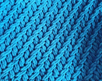PATTERN: Twisted Ribbon Blanket - Loop Yarn Finger Knitting (PDF Download)
