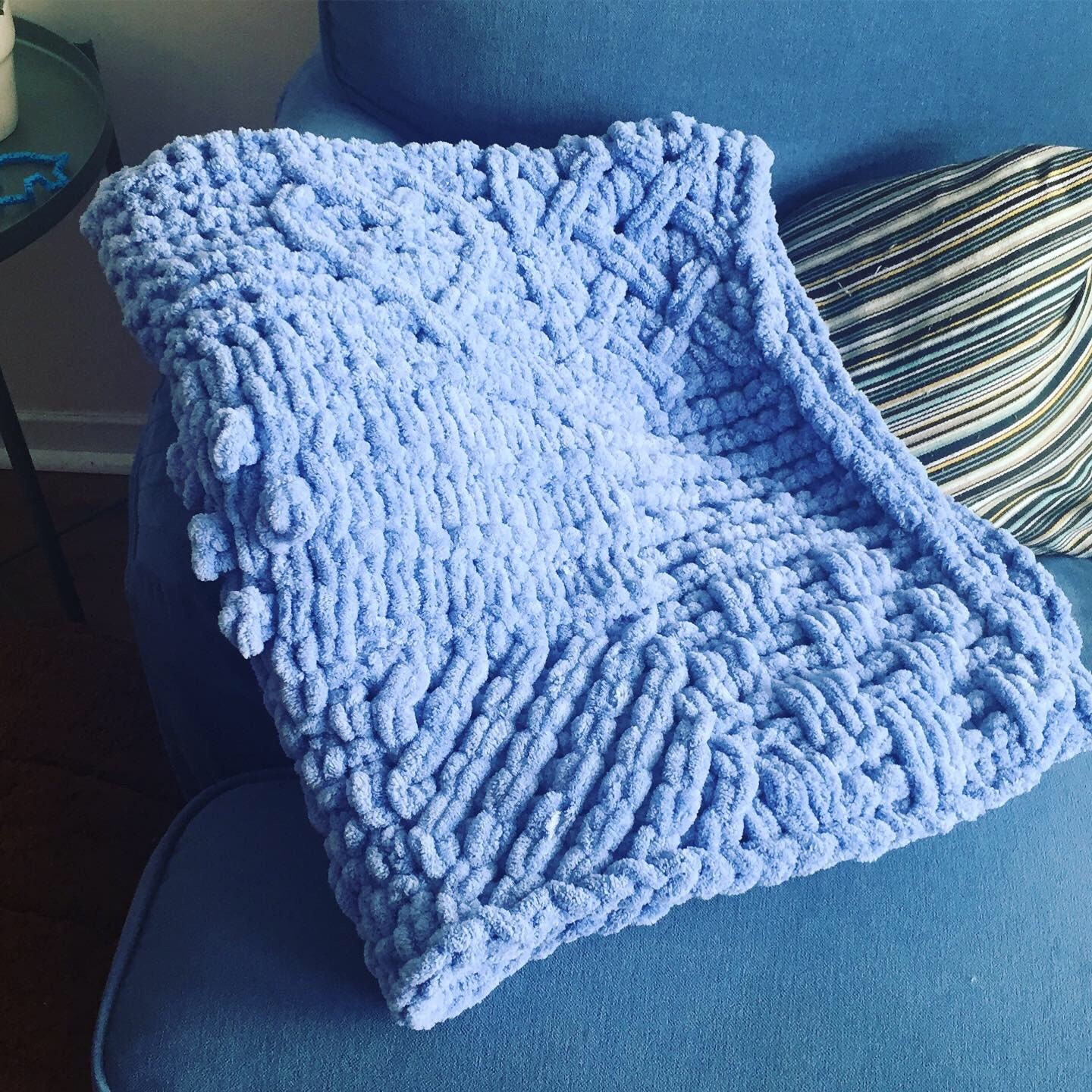 PATTERN: Sampler Style Baby Throw Blanket - Loop Yarn Finger Knitting ...