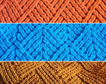 PATTERN BUNDLE: Geometric Blankets - Loop Yarn Finger Knitting (PDF Download)